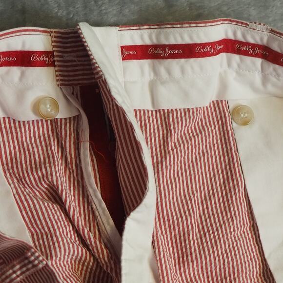 Bobby Jones Seersucker Golf Shorts Red & White Striped Shorts PGA LIV - Picture 6 of 9